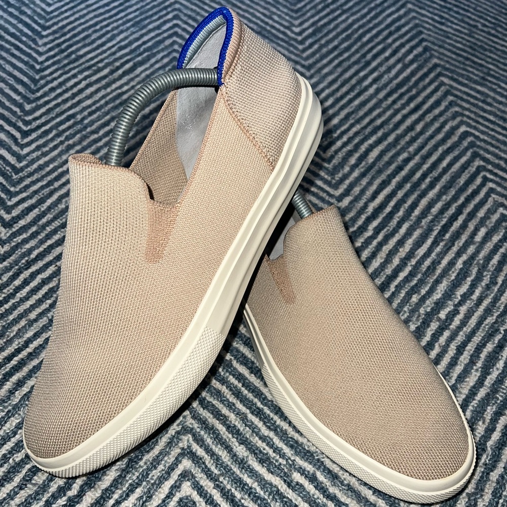 Rothy’s Driving Slip On Shoes Beige Casual Knit Penny Mens Sz 11 EUC